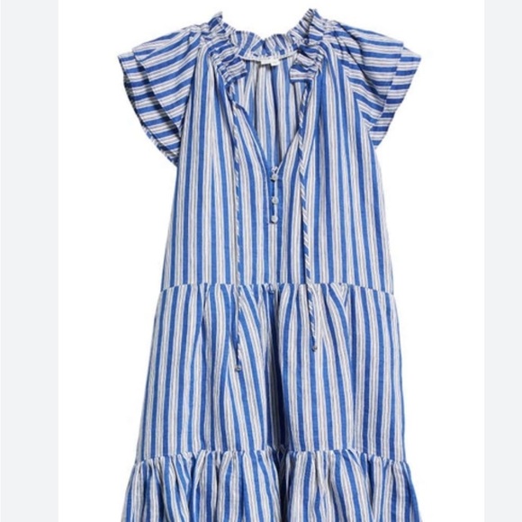 Veronica Beard Dresses & Skirts - Veronica beard zee plaid flax linen tiered flutter sleeve dress size 2